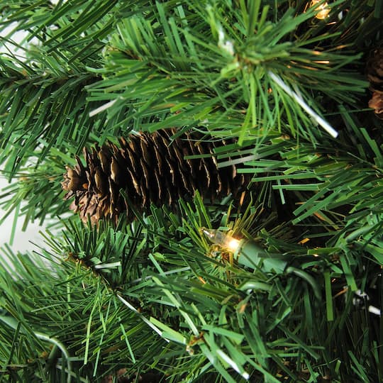 6.5ft. Pre-Lit Red Pine Artificial Christmas Tree, Clear Lights